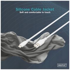 Digitus Καλώδιο σύνδεσης USB-C σιλικόνης, 2 μ, λευκό