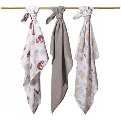 BabyOno 348/10 ΜΟΥΣΛΙΝΕΣ ΠΑΝΕΣ 3ΤΜΧ ΓΚΡΙ