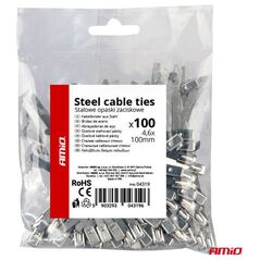 Μεταλλικοί σφιγκτήρες από ανοξείδωτο χάλυβα 4.6x100mm 100 τεμ. amio-04319