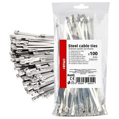 Μεταλλικοί σφιγκτήρες από ανοξείδωτο χάλυβα 4.6x200mm 100 τεμ. AMIO-04321