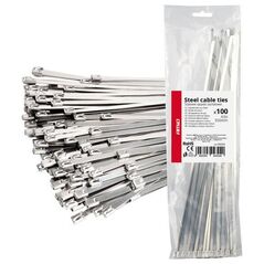 Μεταλλικοί σφιγκτήρες από ανοξείδωτο χάλυβα 4.6x350mm 100 τεμ. amio-04324