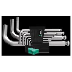 Σετ κλειδιών Wera 950/9 Hex-Plus 3 κοντών με μπίλια, χρωμιωμένων, μετρικών (05133163001)