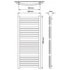 Θερμαντικό σώμα μπάνιου Edan Budnik Θερμαντικό σώμα μπάνιου TURAN T15/50 EDAN 700/580