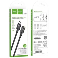 HOCO Προσαρμογέας OTG Τύπου C (Αρσενικό) σε Τύπου C (Θηλυκό) 3A U107 1,2 M Μαύρο