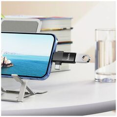 HOCO Αντάπτορας OTG Typ C (Αρσενικό) / Lightning (Αρσενικό) Σε USB A (Θηλυκό) 2σε1 UA17 Μαύρο