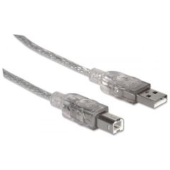 Καλώδιο USB Manhattan USB-A - USB-B 1.8 m Ασημί (333405)