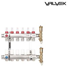 Valvex Διανομέας K5 PLUS-10 G1-G3/4 n=10 10 κυκλώματα, χαλύβδινη δοκός G1 x 2 τεμ.• στηρίγματα για διανομέα x 1 σετ• μειωτικός σύνδεσμος G 1/2 x G 3/4• ροόμετρο G 1/2• θερμοστατική βαλβίδα G 1/2• ομάδα ασφαλείας διανομέα G1+ ΣΥΝΔΕΣΜΟΣ V-PEX 16x3/4