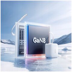 Φορτιστής τοίχου JOYROOM JR-TCL06 67W GaN με ενσωματωμένο αναδιπλούμενο καλώδιο USB-C - λευκό