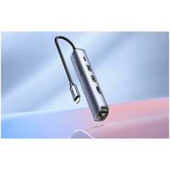 HUB USB Ugreen Hub / Adapter Ugreen Revodok CM418 USB-C σε 2x USB, HDMI 4K 30 Hz, RJ45 1Gbps, PD 100W (γκρι)