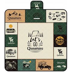 Αδιάβροχη τουριστική κουβέρτα πικνίκ Qunature 2 x 2 m - πολύχρωμη