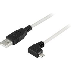 DELTACO - Καλώδιο USB - USB (αρσενικό) σε Micro-USB Type B (αρσενικό) - 2 μ - σύνδεση 90° - γκρι