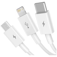 Καλώδιο USB Baseus USB-A - USB-C + microUSB + Lightning 1.5 m Λευκό (CAMLTYS-02)