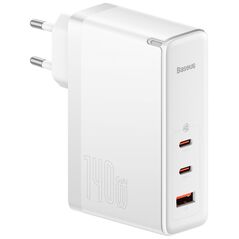 Φορτιστής Baseus Baseus φορτιστής τοίχου GaN5 Pro PD 140W 2x USB-C 1x USB λευκός + καλώδιο USB-C - USB-C 240W