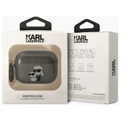 Θήκη Karl Lagerfeld KLAP2HNKCTGK Apple AirPods Pro 2 μαύρο/μαύρο Gliter Karl&Choupette