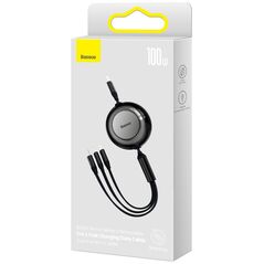 Baseus cable Bright Mirror 2 3w1 USB - micro USB + Lightning + USB-C 1,1m 100W black retractable 6932172609139