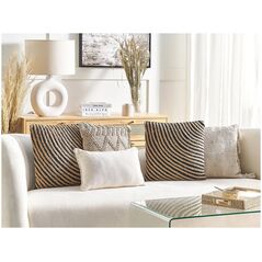 Beliani Βαμβακερό μαξιλάρι με πλεξούδα από γιούτα 45 x 45 cm μπεζ και μαύρο BERGENIA Lumarko! 13491776 4255664805386