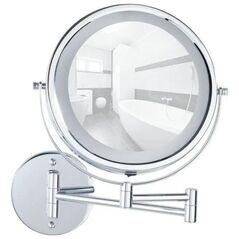 Επιτοίχιος καθρέφτης καλλυντικών Wenko Power-Loc LUMI με LED φωτισμό, μεγέθυνση x5, WENKO