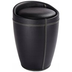 Καλάθι για άπλυτα Wenko Δερμάτινο πουφ CANDY BLACK - καλάθι για άπλυτα, 2 σε 1, WENKO