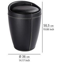 Καλάθι για άπλυτα Wenko Δερμάτινο πουφ CANDY BLACK - καλάθι για άπλυτα, 2 σε 1, WENKO
