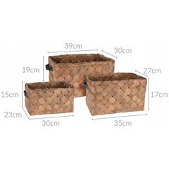 Home Styling Collection Σετ τριών πλεκτών καλαθιών, φυσικά