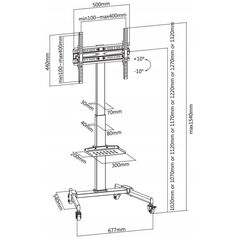 Techly Κινητή βάση τηλεόρασης 32-55 ιντσών, 35kg, ράφι AV
