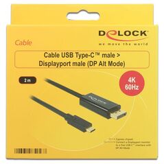 Καλώδιο USB Delock USB-C - DisplayPort 2 m Μαύρο (85256)