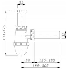 Σιφόνι AKCES 17034 ΗΜΙΣΙΦΟΝΙ ΝΙΠΤΗΡΑ ΜΠΟΥΚΑΛΙ FI 32 // SUT.BS.A.32
