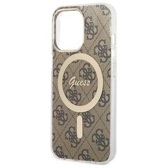Θήκη Guess + ασύρματος φορτιστής GUBPP13LH4EACSW Apple iPhone 13 Pro καφέ σκληρή θήκη 4G Print MagSafe