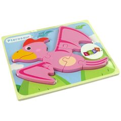 LeanToys Ξύλινο Παζλ Δεινόσαυρος Πτερόσαυρος Ροζ