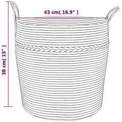 vidaXL Καλάθι αποθήκευσης vidaXL, μπεζ-λευκό, 43x38 εκ., βαμβάκι