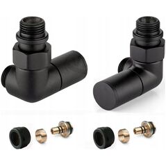 Σετ γωνιακής βαλβίδας καλοριφέρ μαύρο ματ ολόκληρο + χρυσό για PEXAL 16