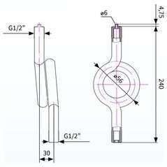 Σιφόνι Afriso Σπειροειδής σωλήνας σιφονιού, 2x G1/2", PN25