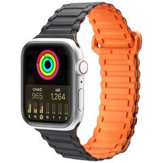 Dux Ducis Dux Ducis Strap (Armor Version) λουράκι Apple Watch SE, 8, 7, 6, 5, 4, 3, 2, 1 (41, 40, 38 mm) μαγνητικό βραχιόλι σιλικόνης μαύρο-πορτοκαλί