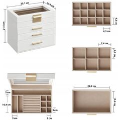 Κουτί Κοσμημάτων SONGMICS με Γυάλινο Καπάκι, 4-επίπεδος Οργανωτής Κοσμημάτων, 3 Συρτάρια, για Γυαλιά Ηλίου, Μεγάλα Κοσμήματα