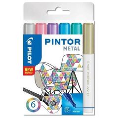 Μαρκαδόρος Pilot μόνιμος Pintor 6 χρωμάτων