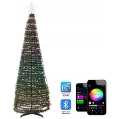 Beliani Τεχνητό Χριστουγεννιάτικο δέντρο με πολύχρωμα φώτα Smart LED και εφαρμογή 188 cm SAARLOQ Lumarko! 13291171 4255664842466