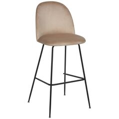 Beliani Σετ με 2 μπεζ-γκρι βελούδινες καρέκλες μπαρ ARCOLA Lumarko! 13561390 4255664859518