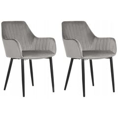 Beliani Σετ 2 βελούδινες καρέκλες τραπεζαρίας, σκούρο γκρι WELLSTON Lumarko! 13561397 4255664858740