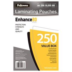 Fellowes Fellowes A4 Glossy 80 Micron Laminating Pouch - 250-pack - 5312903