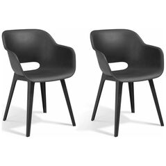 Καρέκλες κήπου Akola, 2 τεμ., γραφίτης