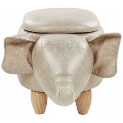 Beliani Animal πουφ με αποθήκευση, οικολογικό δέρμα, μπεζ-γκρι ΕΛΕΦΑΝΤΗΣ Lumarko! 13302274 4255664854810