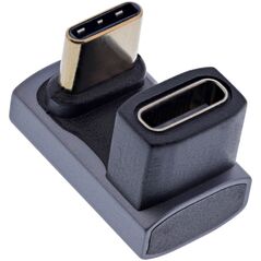 Προσαρμογέας InLine® USB4, USB-C Stecker/Buchse 180°, Αλουμίνιο, γκρι