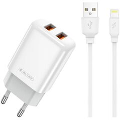 Φορτιστής nemo Φορτιστής Τοίχου 2x USB 2.4A + Καλώδιο USB - Lightning Jellico EU02 λευκό