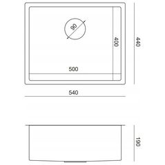 Νεροχύτης GraniteQ Quadron | ANTHONY | ανοξείδωτος νεροχύτης κουζίνας ΓΡΑΦΙΤ PVD | διαστάσεις: 54 x 44 x 19 cm | 1-θέσιος εντοιχισμένος | βάση ντουλαπιού: από 60 cm
