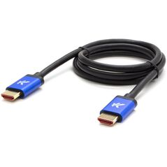 Καλώδιο Βίντεο HDMI M - HDMI M, HDMI 2.1 - Υπερυψηλή Ταχύτητα, 1m, επιχρυσωμένες συνδέσεις, αλουμινένιο περίβλημα, μπλε, Logo 8K@60Hz, 48Gb