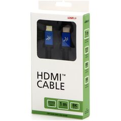 Καλώδιο Βίντεο HDMI M - HDMI M, HDMI 2.1 - Υπερυψηλή Ταχύτητα, 1m, επιχρυσωμένες συνδέσεις, αλουμινένιο περίβλημα, μπλε, Logo 8K@60Hz, 48Gb