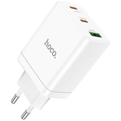 Φορτιστής Hoco HOCO φορτιστής τοίχου 2 x Τύπος C + USB A PD QC3.0 3A 35W N33 λευκός