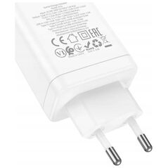Φορτιστής Hoco HOCO φορτιστής τοίχου 2 x Τύπος C + USB A PD QC3.0 3A 35W N33 λευκός