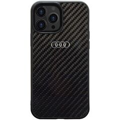 Audi Audi Carbon Fiber iPhone 14 Pro 6,1" μαύρη/μαύρη σκληρή θήκη AU-TPUPCIP14P-R8/D2-BK