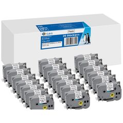 20x G&G Ταινία εκτύπωσης 24mm x 8m μαύρο λευκό συμβατό με Brother TZe-251